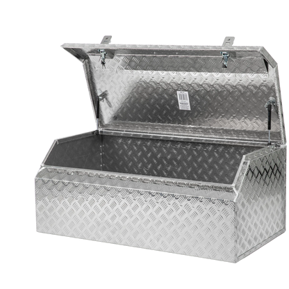 Rhino Aluminium Checkerplate Tool Box 1110x600x475mm, Weather-Resistant, Gas Struts