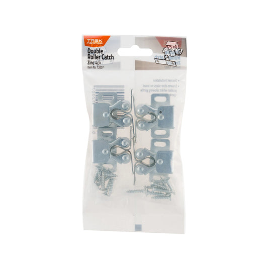 Taskmaster Zinc Double Roller Catch 4 Pack - Durable, Corrosion Resistant, Easy Install