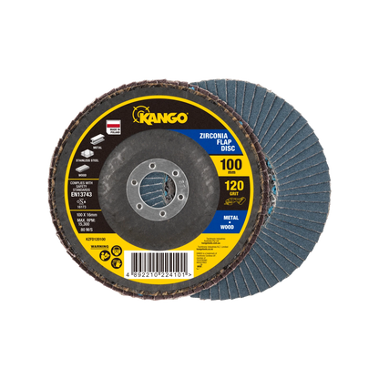 Kango 100mm 120G Zirconia Flap Disc, Self-Sharpening, Enhanced Material Removal