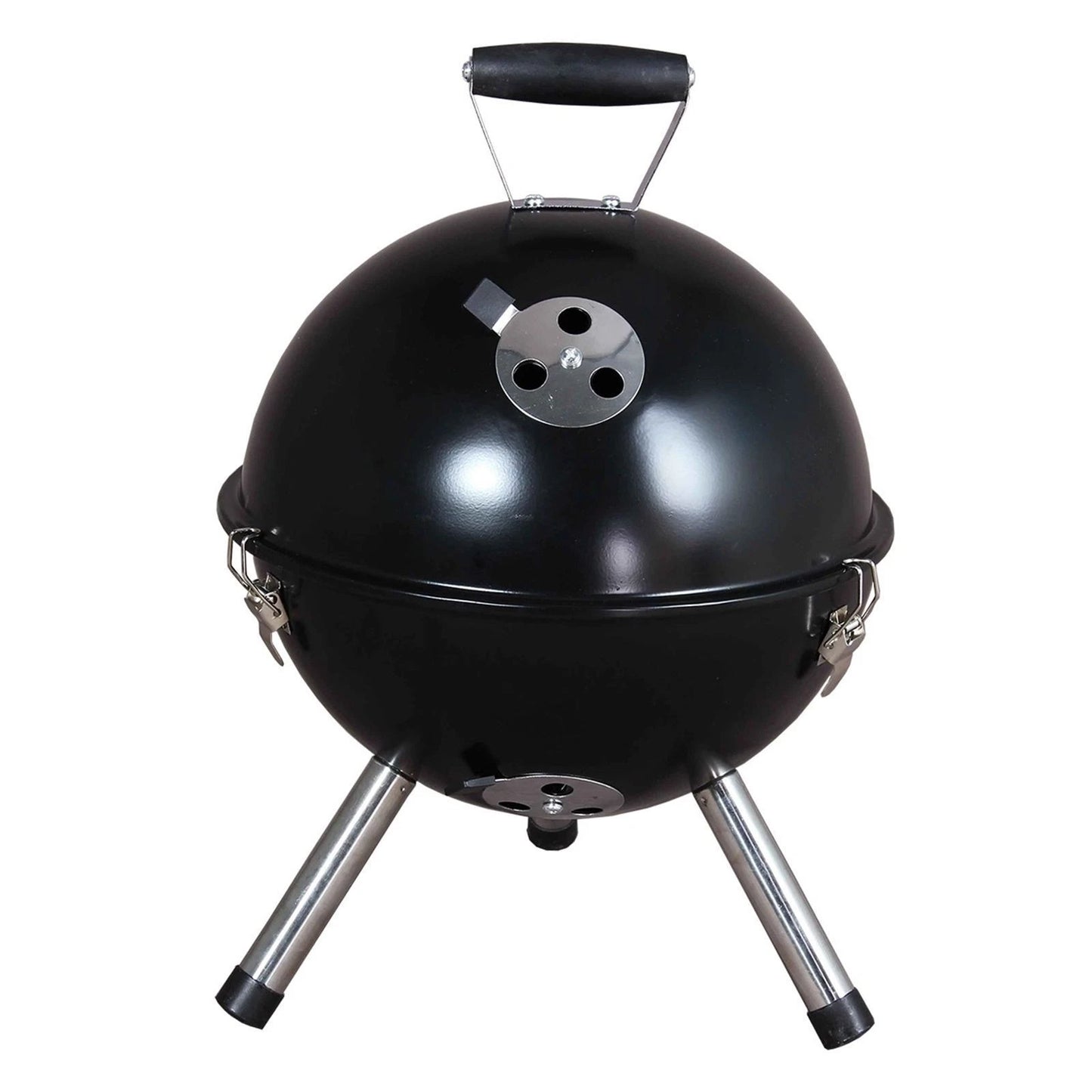 Jumbuck 32cm Portable Charcoal Grill BBQ, Compact Design, Stainless Steel Legs, Black Enamel