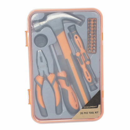 Craftright 26 Piece Toolkit with Storage Box, Soft Grips, Assorted Tools for DIY & Repairs