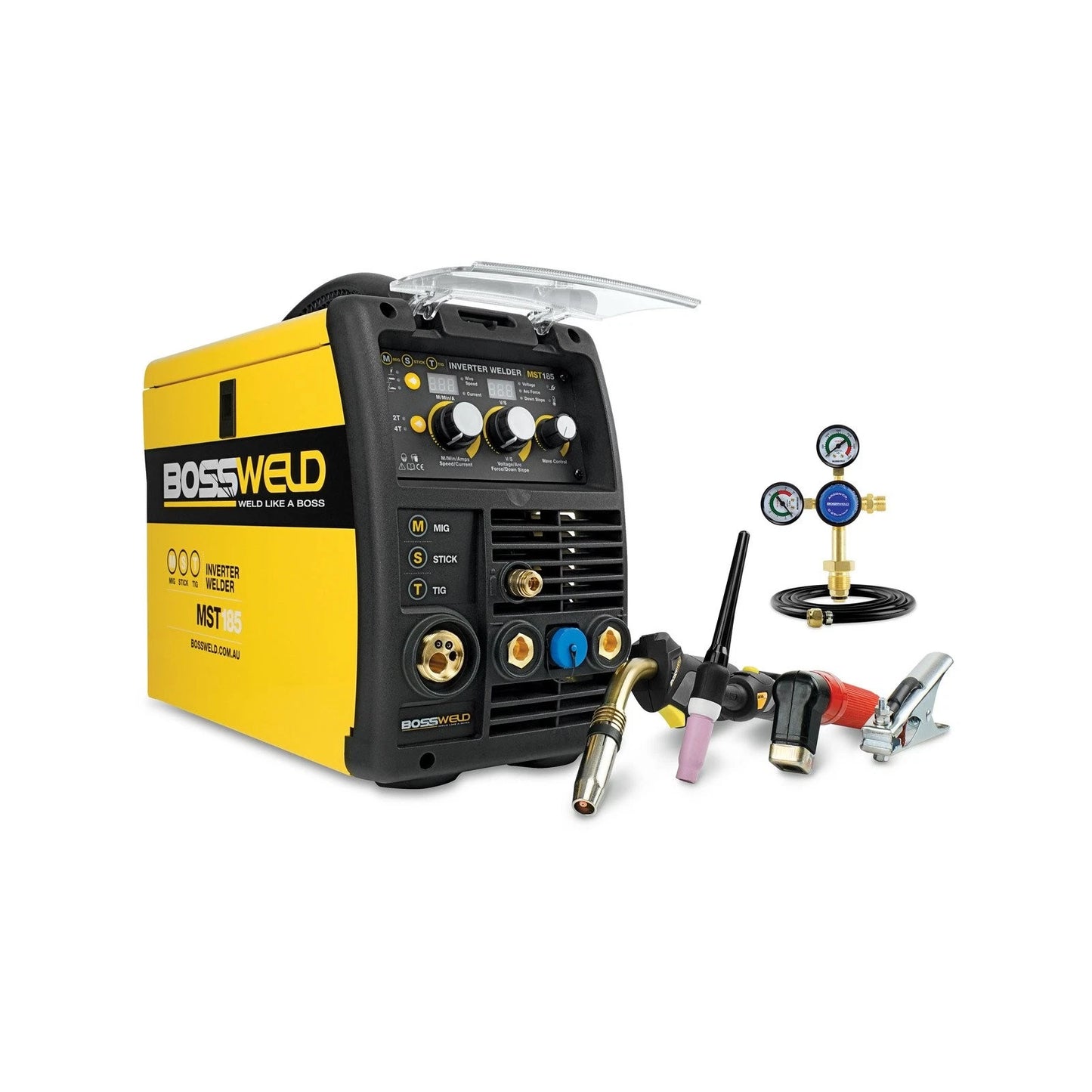 Bossweld 180A MIG Stick TIG Inverter Welder, Multi-Process, 8mm Steel Capacity
