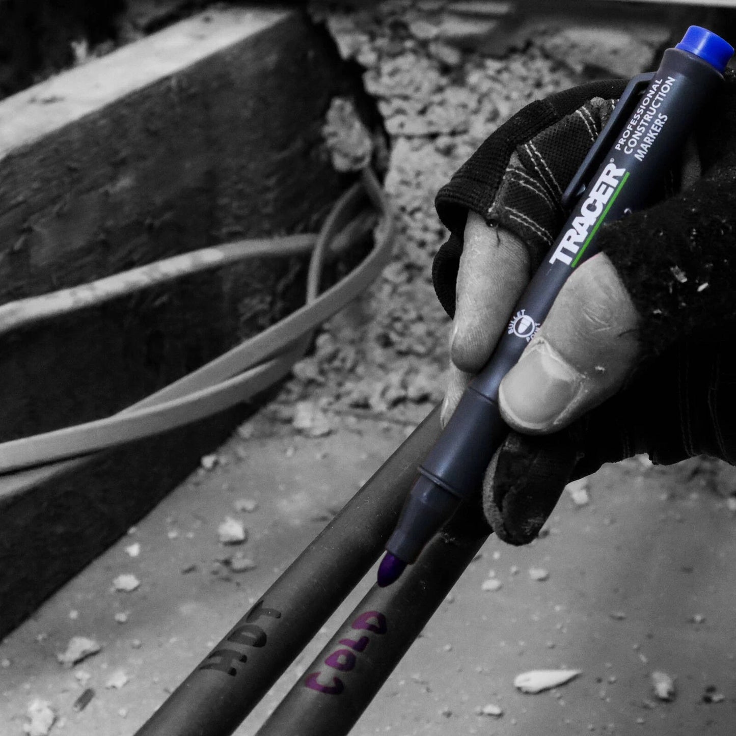 Tracer Blue Clog-Free Marker - Durable, Versatile for Construction & Industrial Use