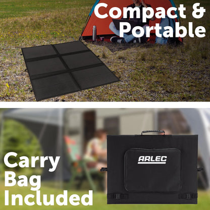 Arlec 200W Solar Portable Blanket with MPPT Controller, Compact Design, Mono Crystalline Cells