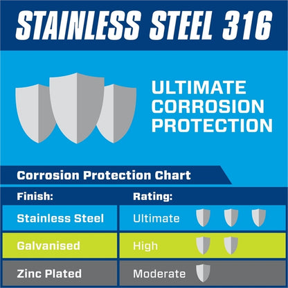 Pinnacle M4 316 Stainless Steel Wing Nuts 6 Pack - Corrosion Resistant, Marine Use