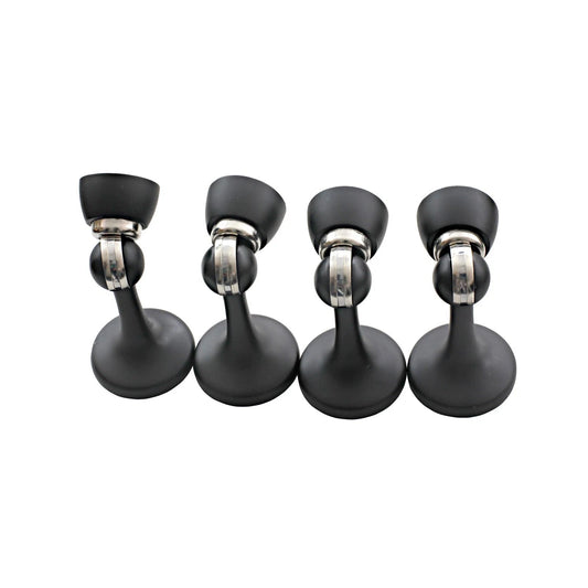 Ikonic Matte Black Magnetic Door Stop Set, 4 Piece, Zinc Alloy, Easy Install, Wall Protection
