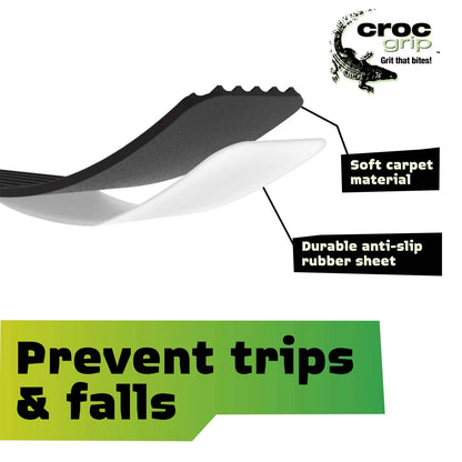 Croc Grip Grey Anti-Slip Carpet Treads 500mm x 100mm 3 Pack - Durable, Easy Install, Pet Friendly