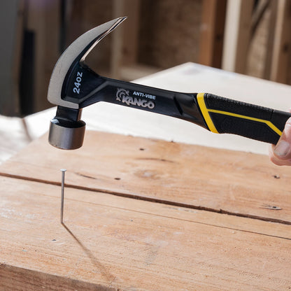 Kango 20oz Anti-Vibe Steel Claw Hammer with Magnetic Nail-Starter and Curved Claw