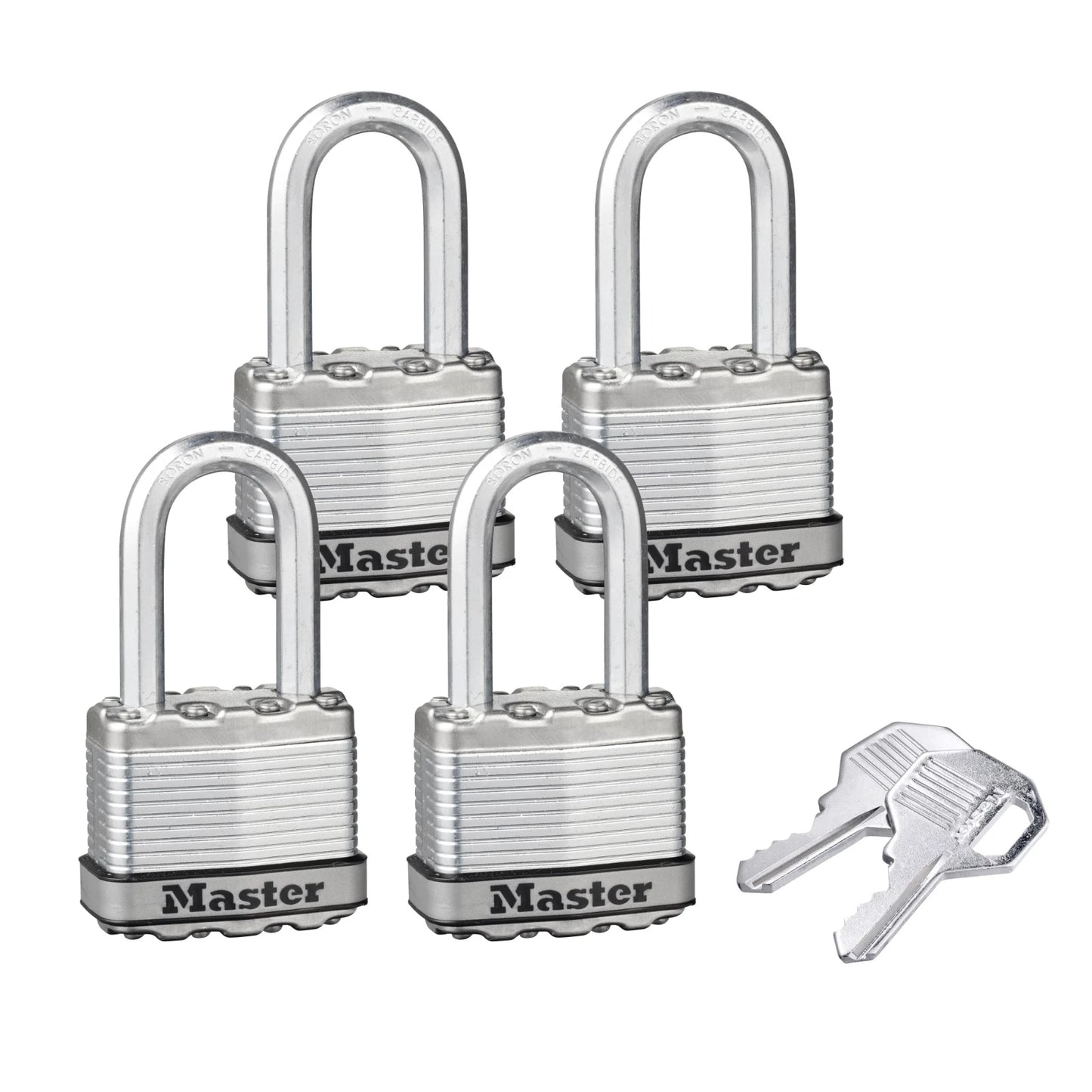 Master Lock 45mm Magnum Padlock 4 Pack, 38mm Long Shackle, Heavy-Duty, Weather Resistant