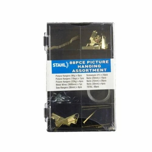 Stahl 88 Piece Picture Hanging Kit with 9kg-22kg Hangers & 3600mm Metal Wire