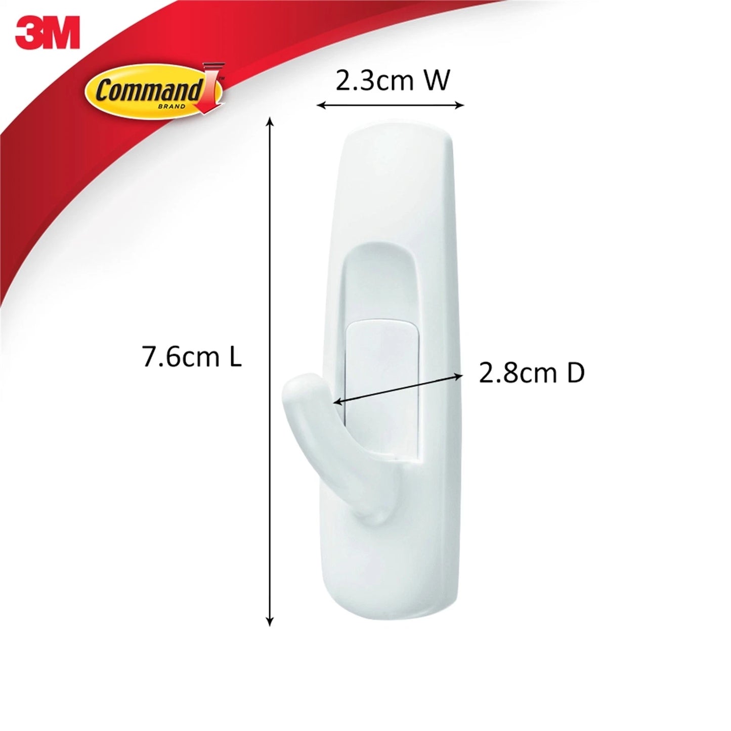 Command Medium White Adhesive Hooks 2 Pack, Damage-Free, 1.3kg Capacity, Reusable