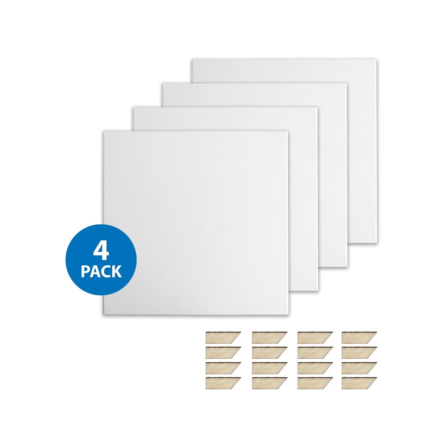 Boyle 20x20cm Thin Edge Stretched Canvas 4 Pack, 100% Cotton, Triple Primed, 280gsm
