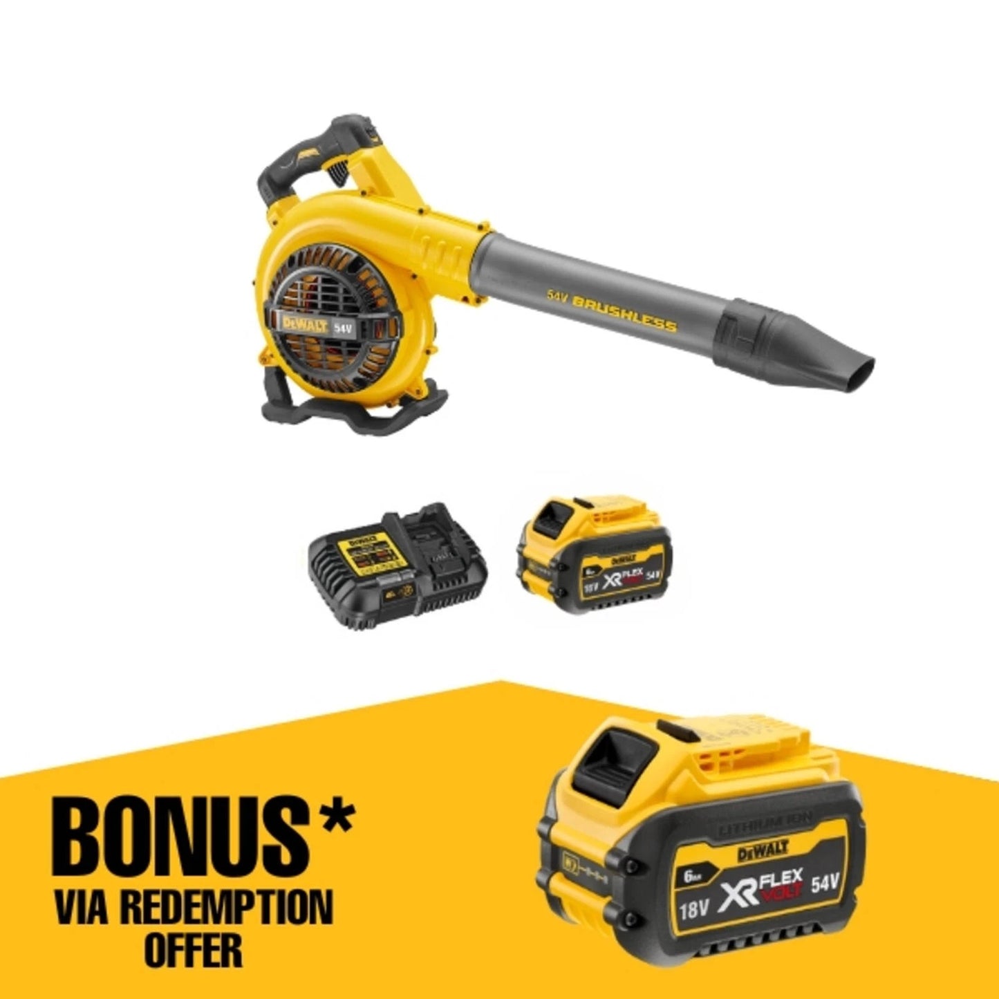 DeWALT 54V XR FLEXVOLT Brushless Blower Kit, 720W, 207 km/h, Quiet, Ergonomic, Battery Included