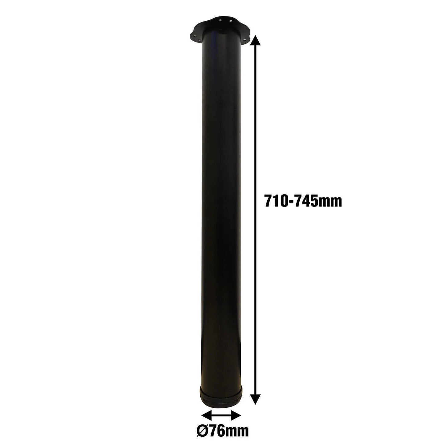Adoored Black Adjustable Steel Furniture Leg 76x710mm Round