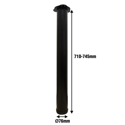 Adoored Black Adjustable Steel Furniture Leg 76x710mm Round