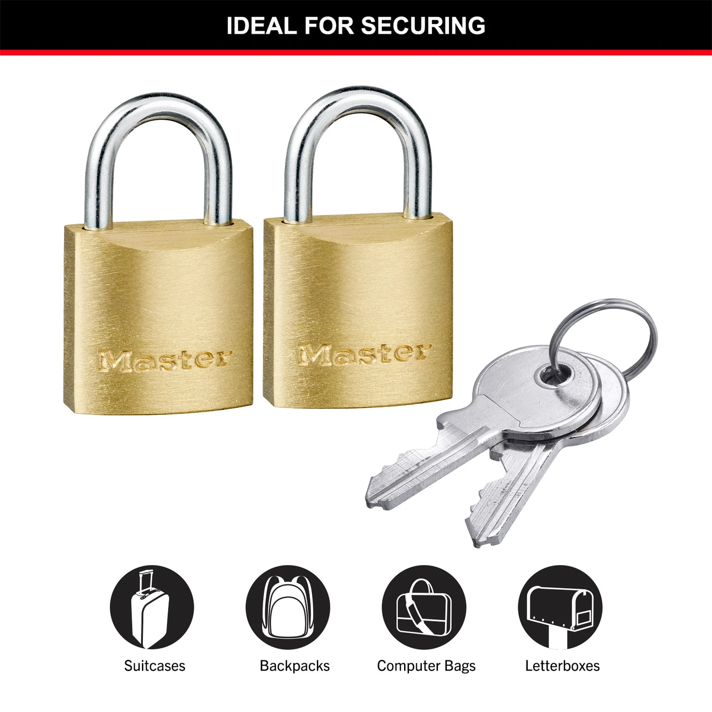Master Lock 20mm Brass Keyed Padlock 2 Pack - Durable, Corrosion Resistant, Keyed Alike
