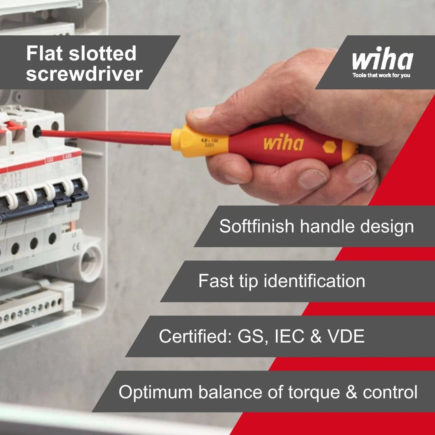 Wiha 9 Piece VDE Insulated Screwdriver Set, Ergonomic, Chrome-Vanadium, Exclusive to Bunnings