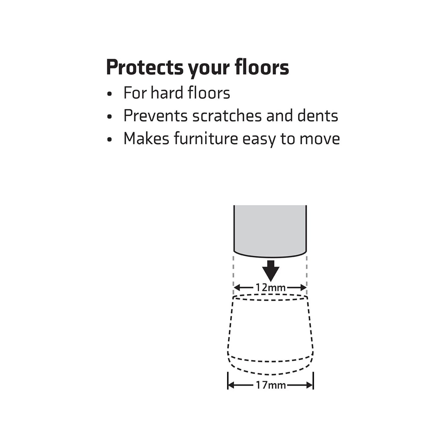 Surface Gard 12mm Clear Round Chair Tips 4 Pack - Easy Glide, Floor Protection, Noise Reduction