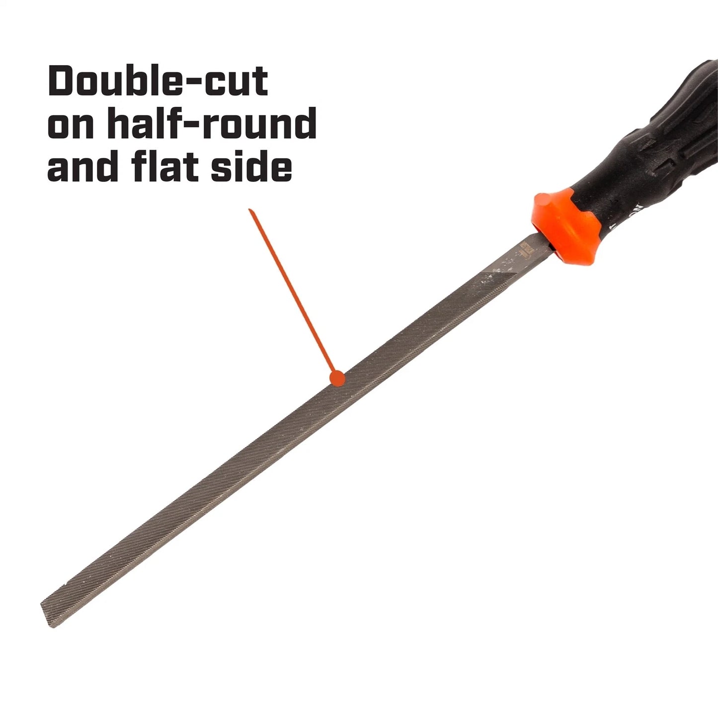 Crescent Nicholson 200mm Half Round Second Cut File, Dual-Sided, Ergonomic Handle