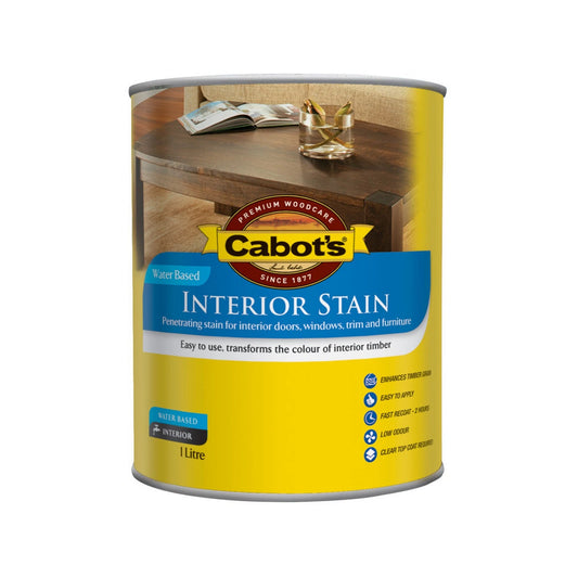 Cabot's Cedar Water Based Interior Stain 1L - Enhances Timber Grain, Low Odour, Easy Application