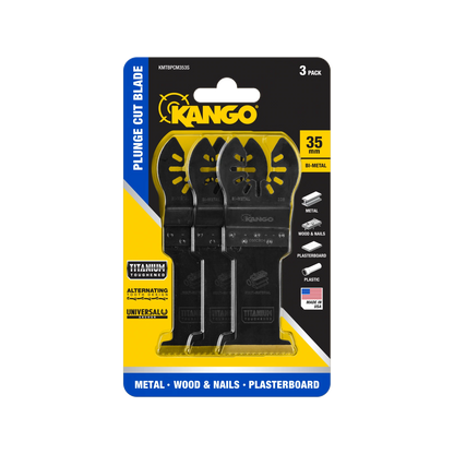 Kango 35mm Bi-Metal Plunge Cut Multi Tool Blade 3 Pack - TiN Coated, Versatile Cutting