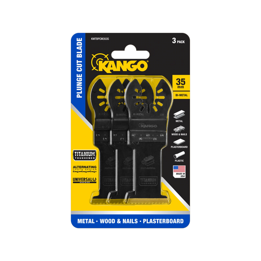 Kango 35mm Bi-Metal Plunge Cut Multi Tool Blade 3 Pack - TiN Coated, Versatile Cutting