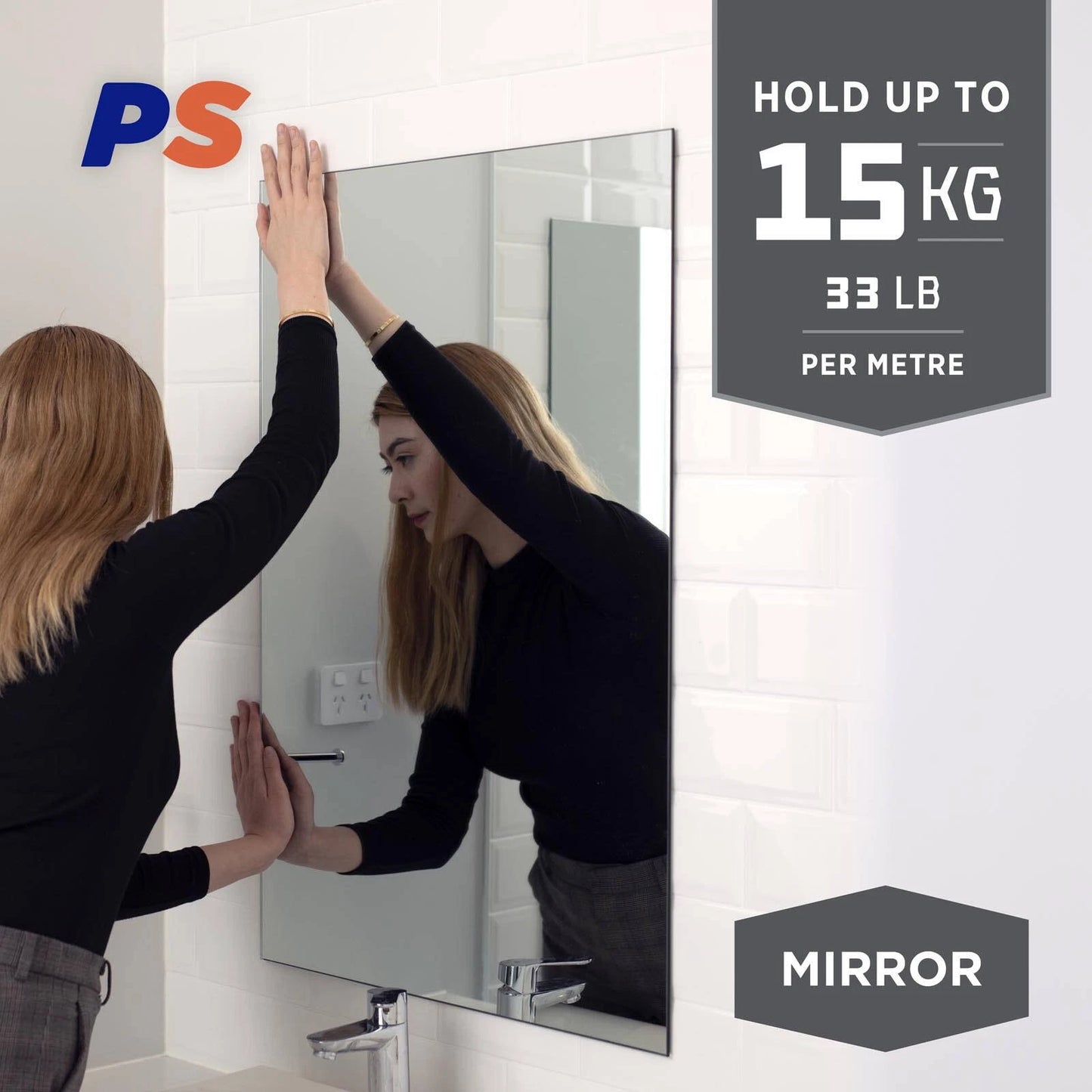 Permastik Mirror Mounting Tape 5m x 24mm, Holds 15kg/m, No Drilling, Weather Resistant