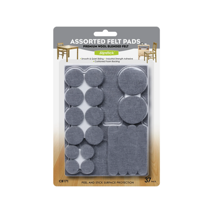 Slipstick Grey Felt Pads 37 Pack - Floor Protection, Universal Fit, Easy Install