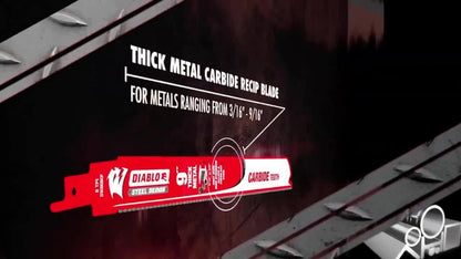 Diablo 9" Carbide Reciprocating Saw Blade for Nail-Embedded Wood, Variable Tooth Design