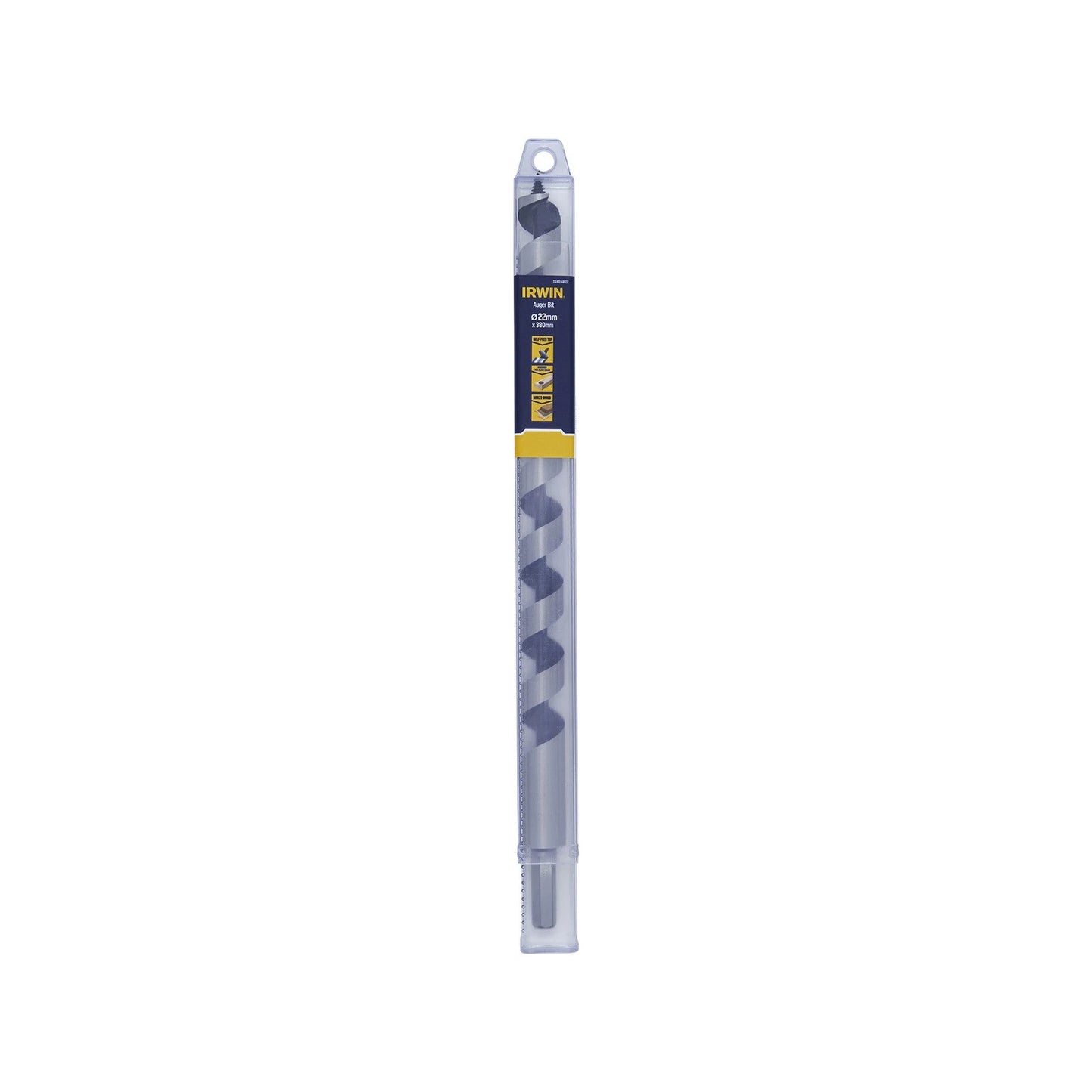 IRWIN Auger Drill Bit 22x380/300mm - Self-Pulling, Spiral Groove, Durable Cutting Edge