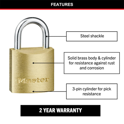 Master Lock 20mm Brass Keyed Padlock 2 Pack - Durable, Corrosion Resistant, Keyed Alike