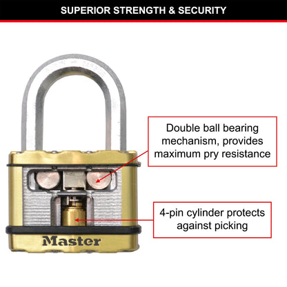 Master Lock 50mm Excell Padlock 4 Pack, Weather-Resistant, Boron Carbide Shackle