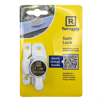 Remsafe White Window Sash Lock, Key Lockable, DIY Install, Timber/Aluminium Use