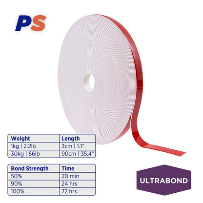 Permastik Ultra Bond 20m x 12mm Mounting Tape - High Load, Weather Resistant, Indoor/Outdoor