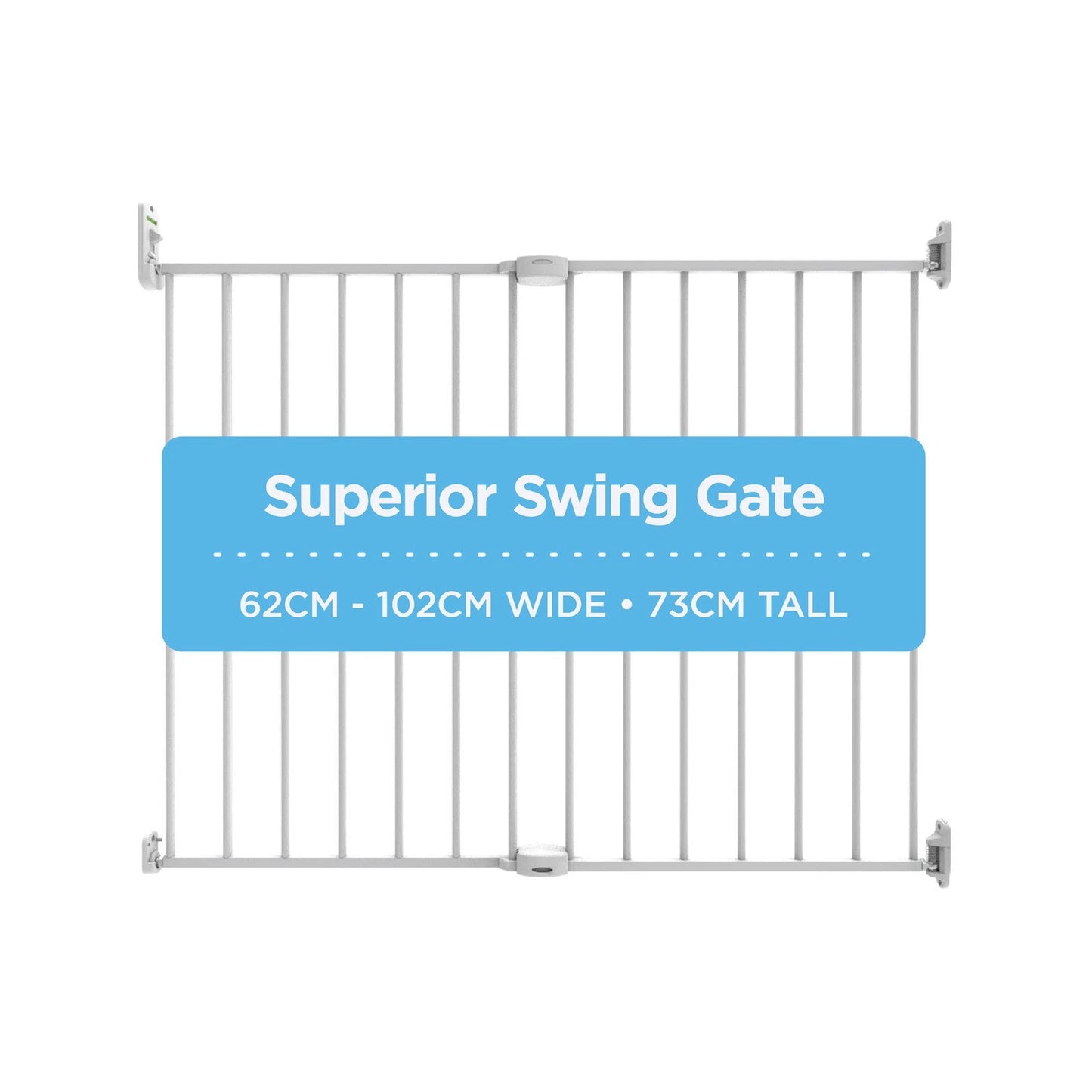 Perma Child Safety Superior Swing Gate, Adjustable 62-102cm, Hardware-Mounted, No Trip Hazard