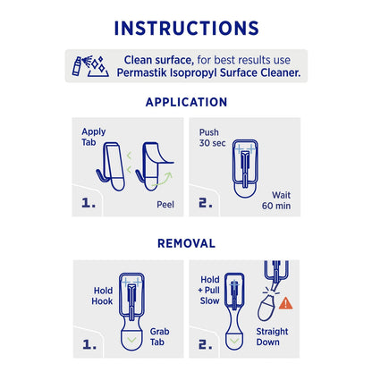 Permastik Small Steel Kitchen Hooks 6 Pack - No-Drill, 500g Load, Stainless Steel