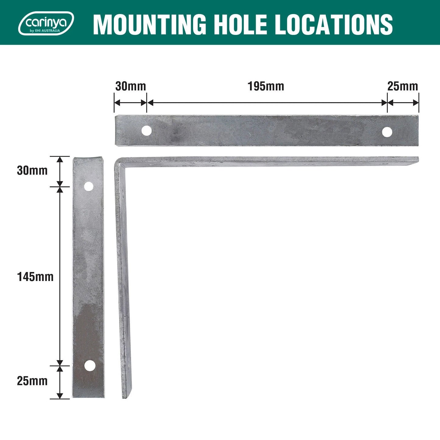 Carinya Heavy Duty 250x200mm Galvanised Angle Bracket 225kg Load Capacity