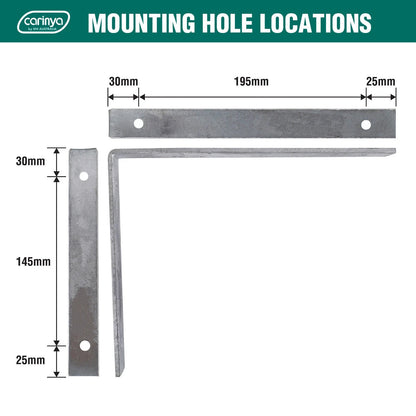 Carinya Heavy Duty 250x200mm Galvanised Angle Bracket 225kg Load Capacity