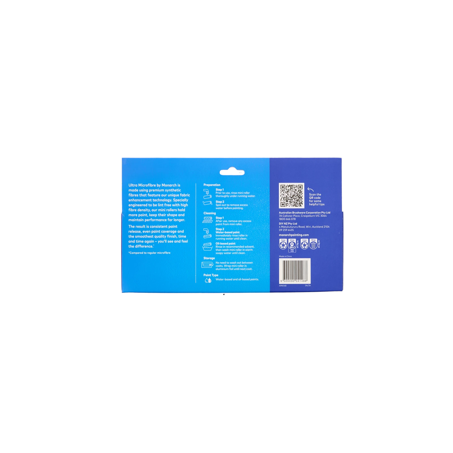 Monarch Ultra Microfibre Mini Roller 100/10mm Nap 5 Pack for Smooth Interior Surfaces