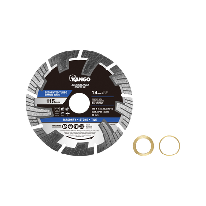 Kango 115mm Segmented Turbo Diamond Saw Blade for Concrete, Brick, Stone Cutting