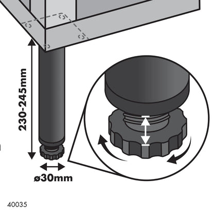 Adoored Black Steel Round Table Leg 30x230mm - Easy Install, Modern Design