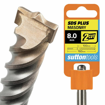 Sutton Tools 8 x 160mm SDS Plus Masonry Drill Bit with Carbide Tip for Fast Drilling