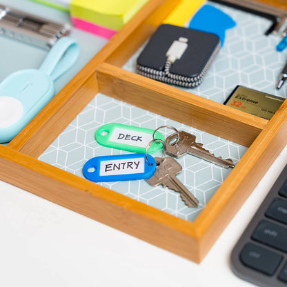 Taskmaster 50x22mm Key Tags 200 Pack, Writable Inserts, Assorted Colours, Durable Key Rings