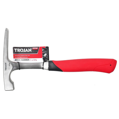 Trojan 600g Steel Brick Hammer - Induction Hardened, Ergonomic Anti-Slip Handle, Lifetime Warranty