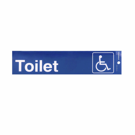 Sandleford Disabled Toilet Sign, Self Adhesive, Weather Resistant, 245x58mm, White/Blue