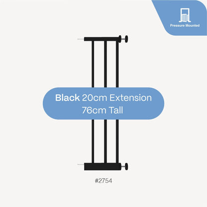 Perma Child Safety 20cm Black Baby Gate Extension, Steel, Pressure Mounted, Compatible with Various Gates