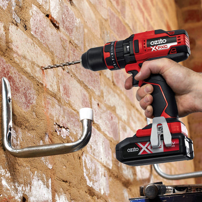 Ozito PXC 18V Hammer Drill Kit, 2.5Ah Battery, 13MM Keyless Chuck, 2 Speed, 21 Torque Settings