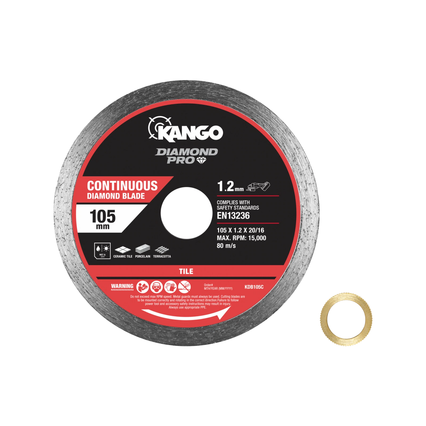 Kango 105mm Continuous Diamond Saw Blade - Smooth, Precise Cuts for Tiles & Marble