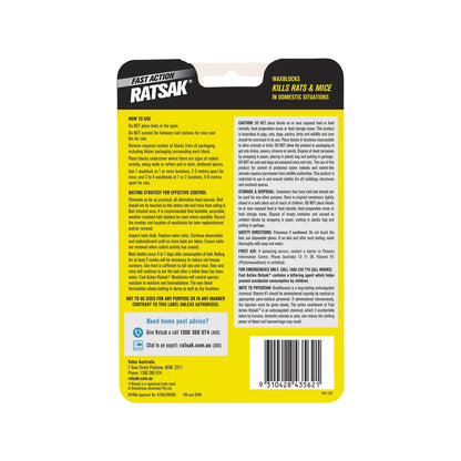 RATSAK Fast Action Wax Blocks - Moisture Resistant, Fast-Acting Rodent Control, 6 Pack