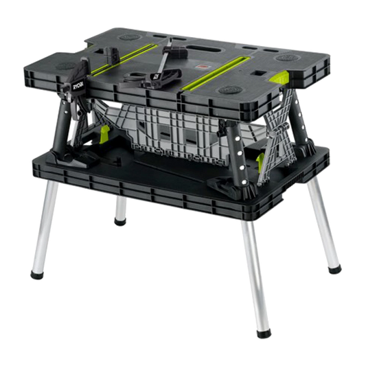 Ryobi Folding Table with Clamps - Portable, Lightweight, 180kg Capacity, Quick Setup